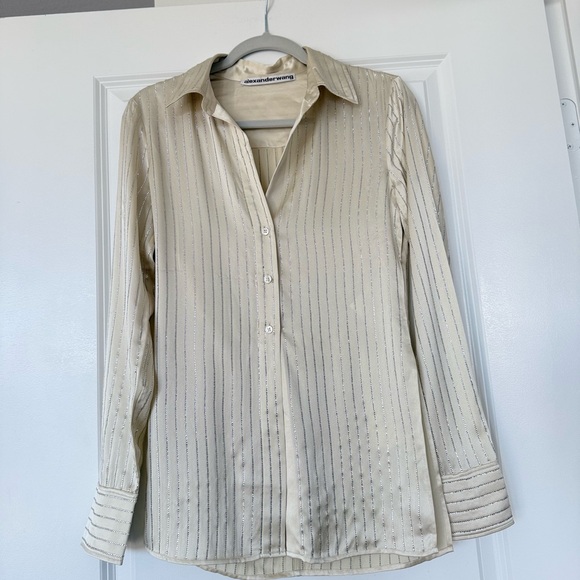 ALEXANDER WANG Crystal Hotfix Slim Crystal embellished Shirt $795 2 - Picture 10 of 10